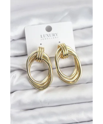 Pirinç Gold Renk Damla Model Vintage Kadın Küpe