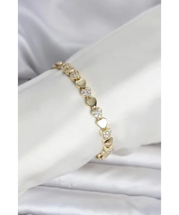 Pirinç Gold Renk Kalpli Model Kadın Bileklik