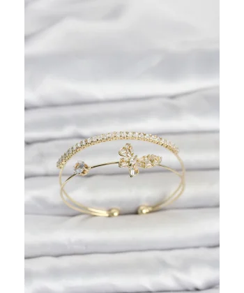 Pirinç Gold Renk Kelebek Model Kadın Bileklik