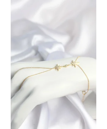 Pirinç Gold Renk Kutup Yıldızı Model Zirkon Taşlı Şahmeran
