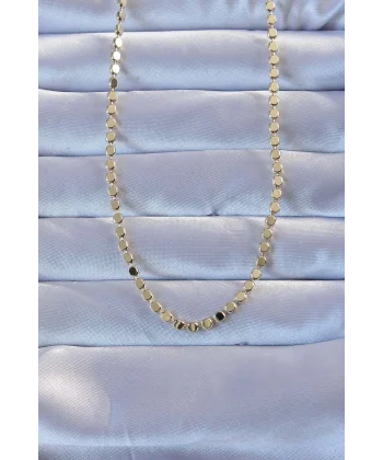 Pirinç Gold Renk Parçalı Ezme Kolye