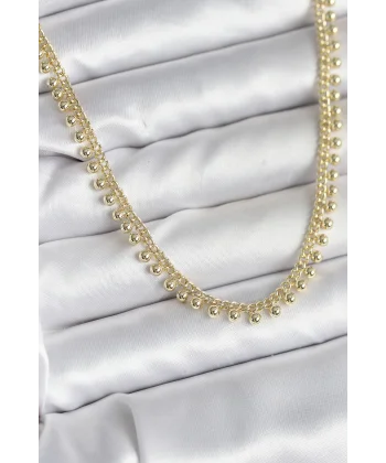 Pirinç Gold Renk Sıralı Topçuk Model Kadın Kolye