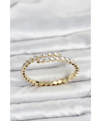 Pirinç Gold Renk Sıralı Zirkon Taşlı Kadın Bileklik