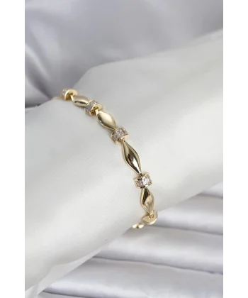 Pirinç Gold Renk Sütun Model Kadın Bileklik