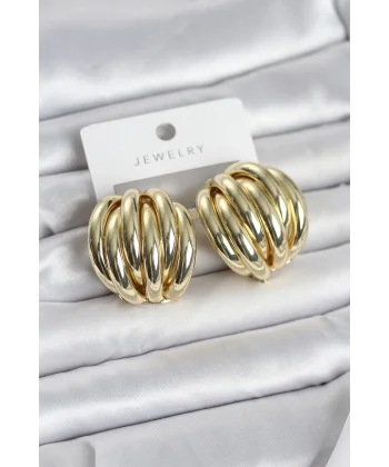 Pirinç Gold Renk Vintage Kadın Küpe
