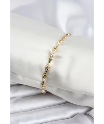 Pirinç Gold Renk VIP Seri İnce Kemik Model Zirkon Taşlı Kadın Bileklik