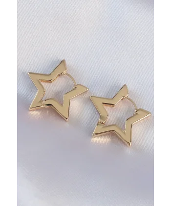 Pirinç Gold Renk Yıldız Küpe