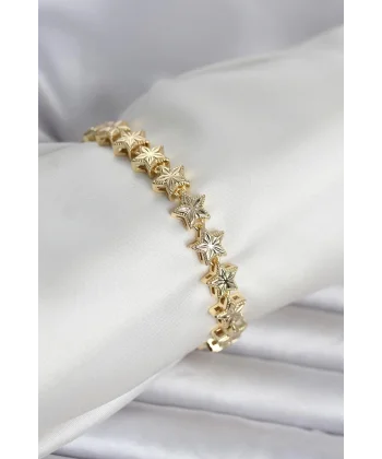 Pirinç Gold Renk Yıldız Model Kadın Bileklik