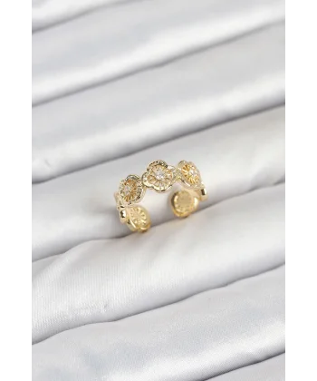 Pirinç Gold Renk Yonca Model Kadın Yüzük