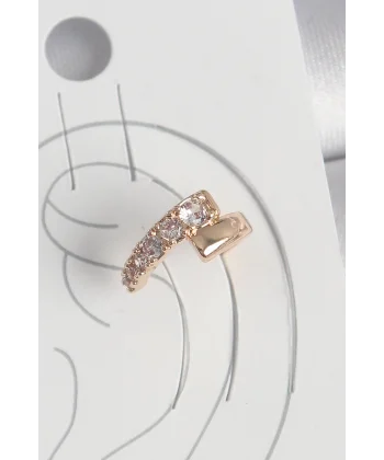 Pirinç Gold Renk Zirkon Taşlı Kadın Kıkırdak Küpe