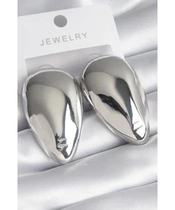 Pirinç Gümüş Renk Badem Model Kadın Küpe