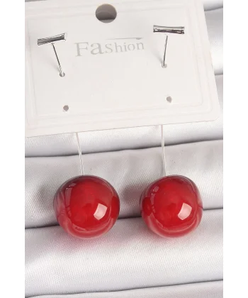 Pirinç Gümüş Renk Çivi Kiraz Model Kadın Küpe