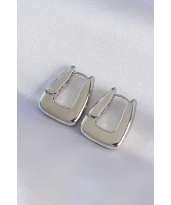 Pirinç Gümüş Renk Kalın Küpe