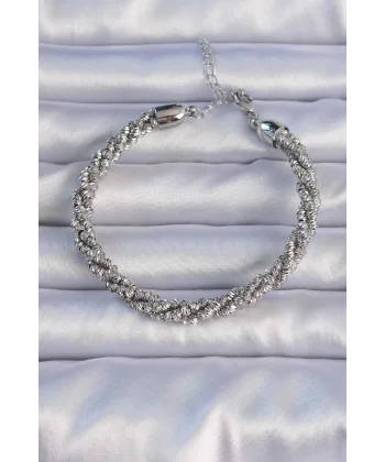 Pirinç Gümüş Renk Sarmal Model Bileklik