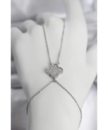 Pirinç Gümüş Renk Yonca Model Kadın Şahmeran