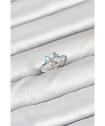 Pirinç Gümüş Renk Yonca Model Kadın Yüzük