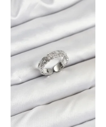 Pirinç Gümüş Renk Zirkon Taşlı Sırım Kadın Yüzük