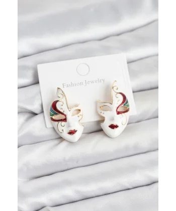 Pirinç Maske Model Kadın Küpe