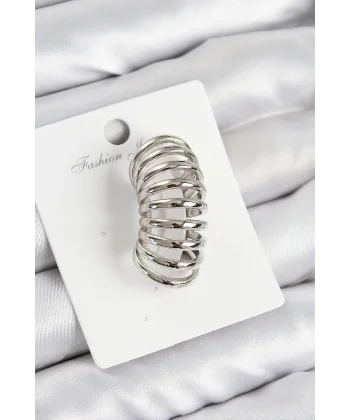 Pirinç Yay Model Gümüş Renk Sağ Kıkırdak Küpe