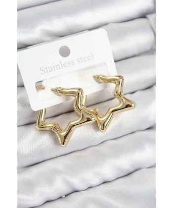 Pirinç Yıldız Model Gold Renk Kadın Küpe