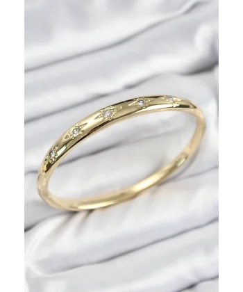 Pirinç Zirkon Taşlı Kutup Yıldızı Model Gold Renk Kadın Kelepçe