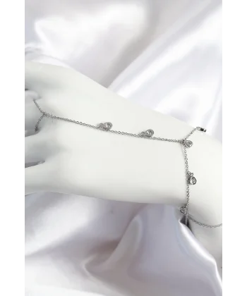 Pirinç Zirkon Taşlı Sallantılı Damla Model Gümüş Renk Kadın Şahmeran