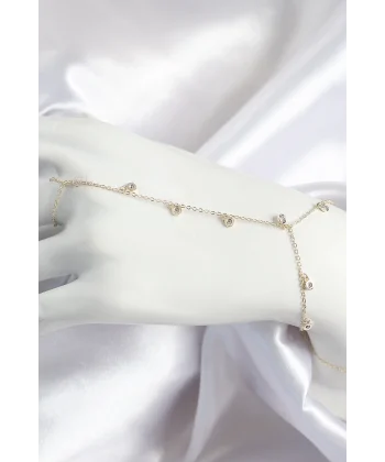 Pirinç Zirkon Taşlı Sallantılı Model Gold Renk Kadın Şahmeran