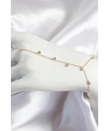 Pirinç Zirkon Taşlı Sallantılı Model Gold Renk Kadın Şahmeran