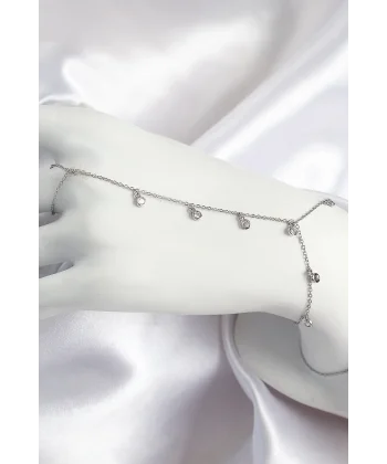 Pirinç Zirkon Taşlı Sallantılı Model Gümüş Renk Kadın Şahmeran