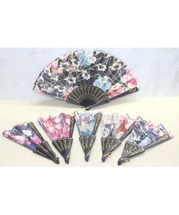 Plastik Çiçek Desenli Yelpaze Alk3571