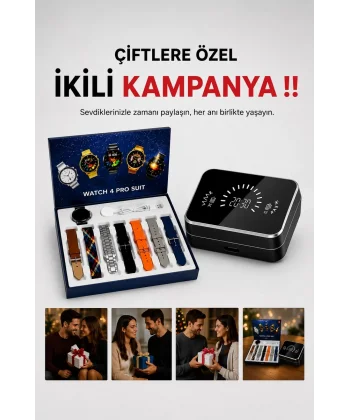 Powerbank Aynalı Bluetooth Kulaklık Ve Akıllı Saat Seti ANC Özelliği Dokunamatik