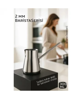 Premium 304 Paslanmaz Çelik Cezve - 300 ml Profesyonel Barista Serisi Isıya Dayanıklı Sap