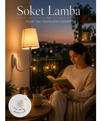Priz Lambası Esnek Kollu Yatak Başı Aydınlatma