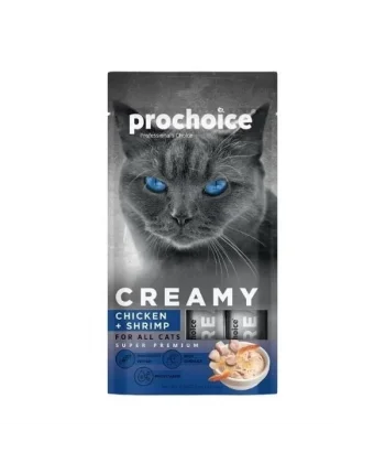 Prochoice Creamy Tavuklu ve Karidesli Sıvı Kedi Ödül Maması 15 Gr 4 Adet