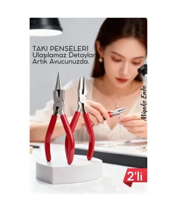 Profesyonel 2li Takı Pense Seti 12 cm Takı Yapımı İçin Mini Pense Seti
