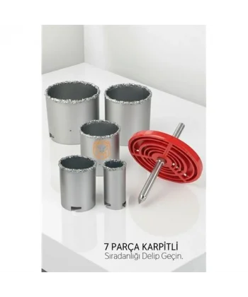 Profesyonel 7 Parça Elmas Karbür Buat Açma Seti - Darbeli ve Delici Uyumlu Panç Seti