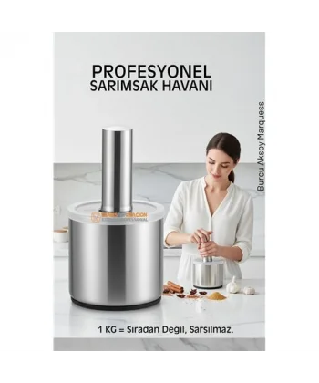 Profesyonel Ezici Sarımsak Havanı Seti -  Mutfak Tipi Baharat Havanı  304 Paslanmaz Çelik