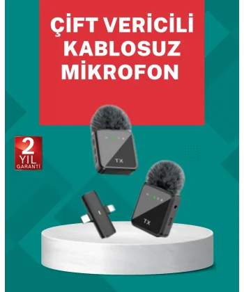Profesyonel Ses Kayıtları İçin 2’li Kablosuz Yaka Mikrofon Seti