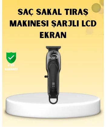 Profesyonel Tıraş Makinesi LCD Ekranlı Turbo Mod ve Güçlü Motor