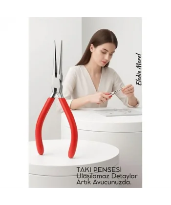 Profesyonel Uzun İnce Sivri Uçlu Kargaburun Takı Pensesi 12 cm - Hassas Mücevherat Onarımı