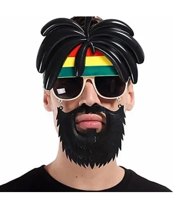 Rasta Peruklu Rasta Sakallı Bob Marley Bıyıklı Parti Gözlüğü 27x18 Cm