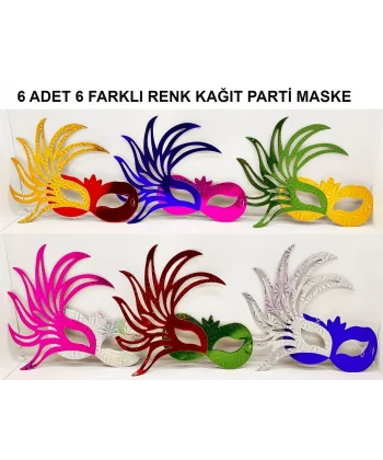 639lı Renkli Balo Maskesi Seti | Karton  Lastikli (yetişkin-çocuk Uyumlu)