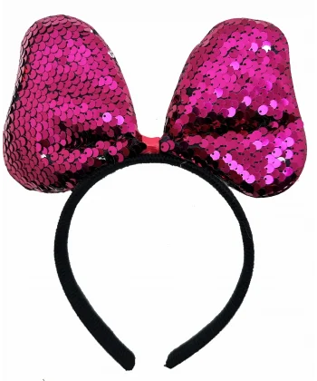 Renk Değiştiren Pullu Payetli Fiyonk Parti Tacı Fuşya Gümüş Renk 20x16 Cm