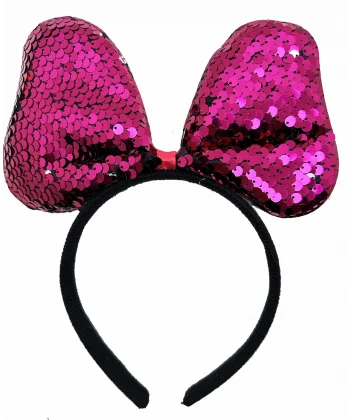 Renk Değiştiren Pullu Payetli Fiyonk Parti Tacı Fuşya Gümüş Renk 20x16 Cm