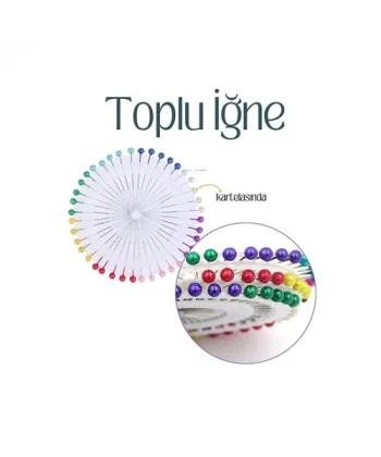Renkli Başlı Toplu İğne 40 Adet