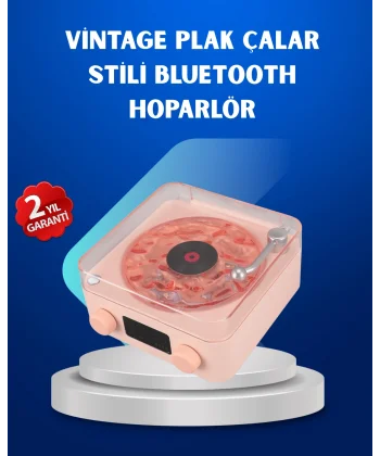 Retro Saatli Bluetooth Hoparlör – Gece Lambalı Kristal Ses Kalitesi