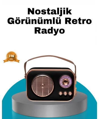 Retro Tarz Kablosuz Radyo – Bluetooth USB ve TF Kart Girişli