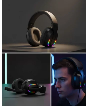 RGB Aydınlatmalı Kablosuz Oyuncu Kulaklığı Konsol ve PC Uyumlu