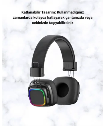 RGB Işıklı Katlanabilir Bluetooth 5.3 Kulak Üstü Kulaklık