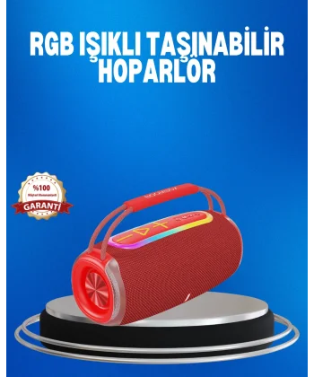 RGB LED Işıklı 20W Taşınabilir Hoparlör Bluetooth 5.3 + Type-C Şarj